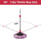 Spin Mop Replacement Handle 360 Degree Spin Mop Pole Handle Replacement Rotating Telescopic Stick for Mop Head, Ideal for Home and Household Cleaning