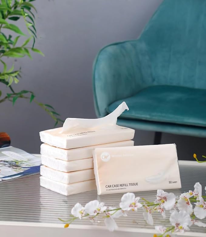 Car Tissue Refills 600 Sheets Facial Tissues Refills for Car Visor Tissue Holder, Travel Tissue Tubes Box Container Perfect Fit Car Cup Holders