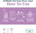 Truly Free Dryer Angel - Natural Dryer Sheet Alt, Non-Toxic Reusable Fabric Softener Booster Sheets, Safe for Babies and Sensitive Skin, Laundry Room Essentials - Germanium Scent - 2 Packs + 2 Refills
