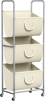 ELYKEN 120L Vertical Rolling Laundry Hamper with Removable Bags, 3 Section Laundry Baskets with Wheels, Space-Saving 3 Tier Laundry Sorter for Small Spaces, Dorm, Bedroom, Bathroom, Laundry Room