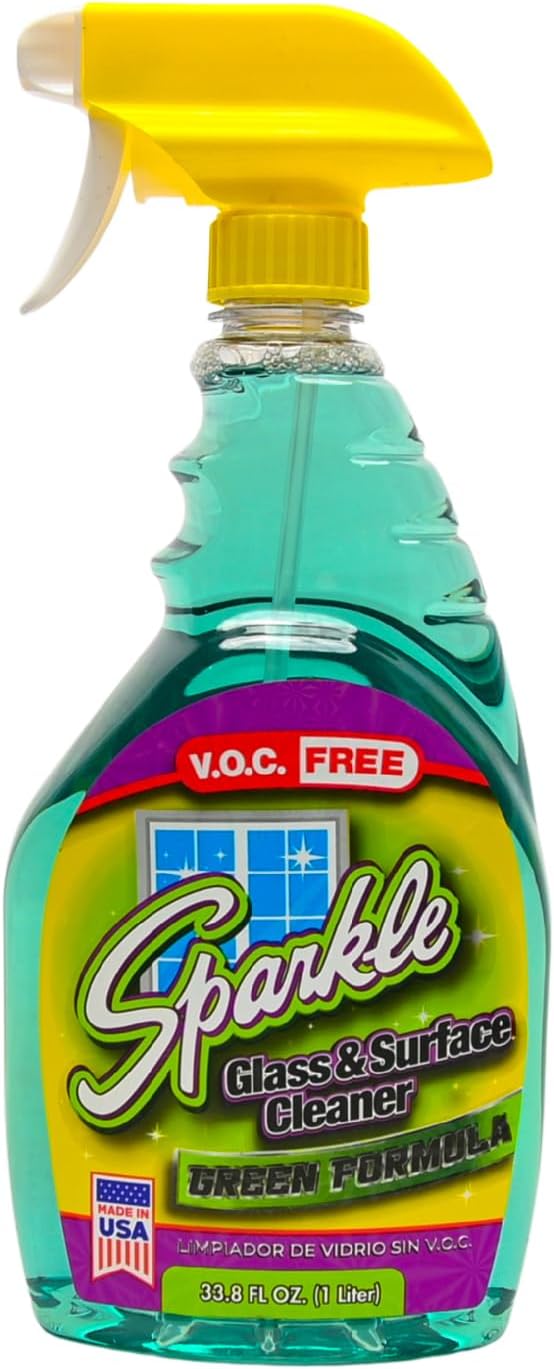 Sparkle Glass & Window Cleaner Spray, VOC-Free Eco Formula, Streak-Free Finish for Windows & Mirrors, 33.8 fl oz (Pack of 6)