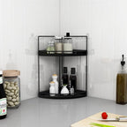Dorhors 2-Tier Bathroom Counter Organizer,Vanity Counter Corner Shelf, Skincare, Wood Countertop Bathroom Storage and Organization for Kitchen (Black)
