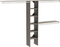 ClosetMaid SuiteSymphony Wood Closet Organizer Kit with Tower, 3 Hang Rods, Top Shelves, Adjustable, Fits Spaces 5-9 ft. Wide, Graphite Grey