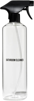 Public Goods Empty Glass Spray Bottle for Bathroom Cleaner | Refillable Spray Bottle for Cleaning | Made with Clear Borosilicate Glass for Toilets, Tile, Showers, Sinks | BPA Free | 24 Oz