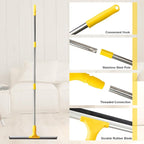 17.2"Professional Floor Scrubber Shower Squeegee,Rubber Silicone Broom with Long Stainless Steel Handle for Kitchen, Swimming Pool, Concrete Floors,Shower Tiles,Garages,Windows,Glass,Pet Hair Removal