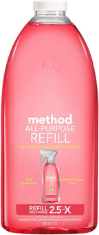 Method All-Purpose Cleaner Refill, Pink Grapefruit, Plant-Based and Biodegradable Formula Perfect for Most Counters, Tiles and More, 68 Fl Oz, (Pack of 2)