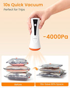 Vacuum Seal Bags for Clothing Travel with Rechargeable Cordless Pump, 15 Pack Compression Space Saver Bags for Packing, Luggage and Seasonal Storage