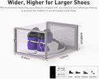 Kuject X-Large Shoe Storage Boxes Organizers Clear Plastic Stackable 12 Pack, Shoe Rack & Holder Substitute, Sneaker Containers, Toy Storage Organizer Bins for Entryway, Closet, Under Bed, Grey