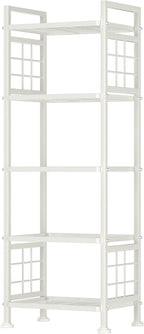 GIOTORENT 5-Wire Standing Storage Shelves, Metal Shelving Unit Pantry Rack for Laundry Kitchen Bathroom Organizer(White)