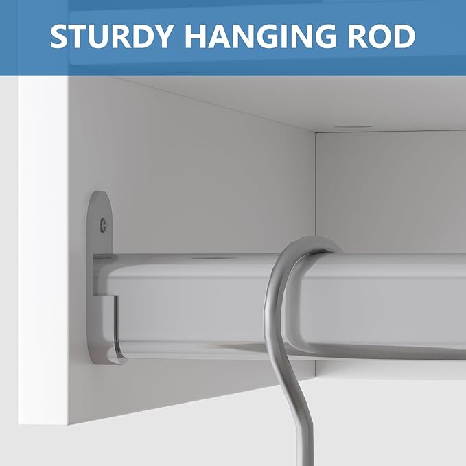 MODCART Double Hanging Closet Unit, Modular Wood Closet System Organizer with Storage, White, 19.5"W