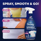 Downy Wrinkle Releaser Spray, All In One Wrinkle Release Spray, Odor Eliminator, Static Remover, Fabric Refresher & Ironing Aid for Clothes, 33.8 Fl Oz (Pack of 2), Light Fresh Scent