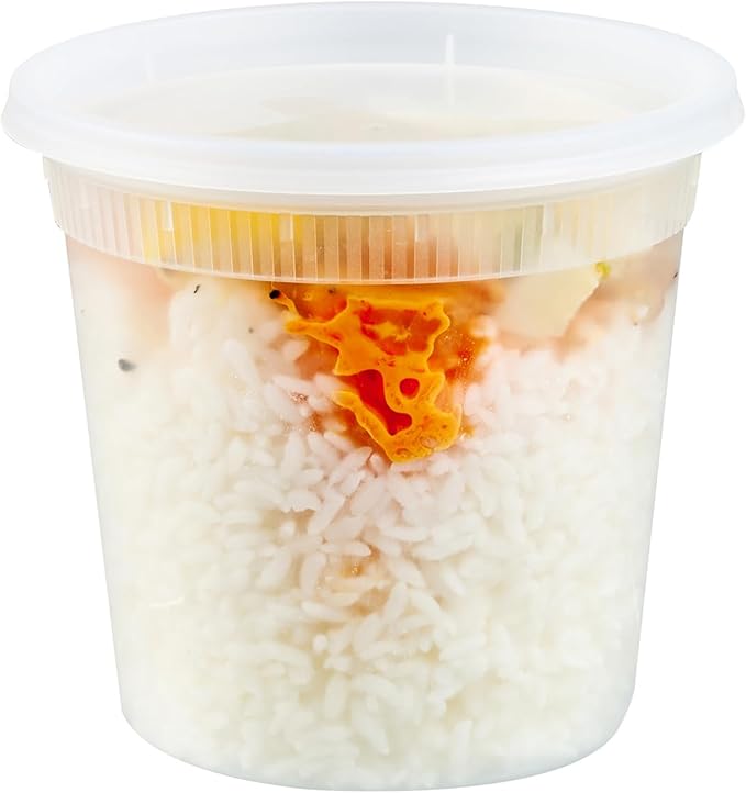 Restaurantware-Asporto 24 Ounce To Go Boxes, 100 Microwavable Round Soup Containers - Clear Plastic Lids Included, Do Not Contain BPA, Clear Plastic Soup Containers, Disposable