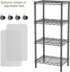 Golpart 4 Tier Adjustable Storage Shelves Metal Utility Shelf Wire Shelving Unit Organizer Rack for Home Kitchen Office Bathroom Pantry Room 12" D x 18" W x 44" H