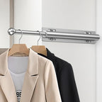 Supforce 14" Valet Rod for Closet Pull Out, Retractable Slide Out Valet Rod Closet Organization, Aluminum Valet Clothing Hanger Rods Perfect for Suits, Freshly Pressed Clothes, Polished Chrome