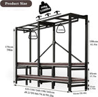 Heavy Duty Portable Closet with Cover Foldable Covered Clothes Rack for Hanging Clothes Armoire Wardrobe Closet System Freestanding Coat Storage Garment Racks (190cm/75in(Coffee))