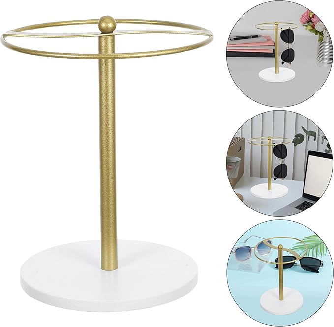 Sunglasses Storage Rack with Metal Frame and Pine Wood Base, Glasses Holder Stand for Eyewear Display and Desktop Organization, Sunglass Organizer Suitable for Home and Office