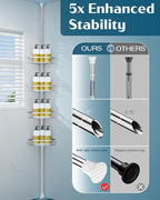 SEIRIONE Rustproof Shower Corner Caddy Organizer for Bathroom, 4 Adjustable Shelves with Tension Pole, for Bathtub Shampoo Accessories Storage Holder, 34 to 116 Inch Height