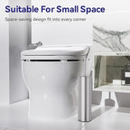 DOWRY Stainless Steel Toilet Bowl Brush and Holder for Bathroom, Deep Cleaning Toilet Brush and Holder Set with Long Handle, Hidden Toilet Bowl Brush with 2 Heads,Modern Decor Nickel Brushed Round