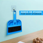 Mini Broom and Dustpan Set - Compact Cleaning Kit for Home, Car, Camping, Small Spaces, Pet Cleanup, and Travel - Durable Small Broom and Dustpan Set Mini - Blue Broom