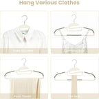 BAGAIL Plastic Hangers 50 Pack with Non-Slip Design,0.2 Inches Thick, 360°Swivel Hook Space Saving Organizer for Bedroom Closet,Shirts,Pants(Beige- S Shaped)