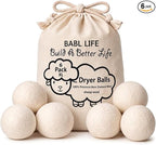 XL Wool Dryer Balls 6 Pack, 3 Inch, 100% New Zealand Wool, Reusable Natural Fabric Softener for Towels, Bedding and Larger Loads, Helps Reduce Drying Time, Wrinkles and Static Cling
