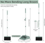 Pet Hair Broom and Dustpan Set, Self Cleaning Teeth No Hair Tangling, Heavy Duty 4 Layer Bristles, Long Handle Upright Sweep Set, Rubber Lip No Dust Left Behind for Home Floor Cleaning(Green)