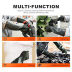 North Tower Heavy Duty Rubber Gloves, Industrial Gloves Waterproof Reusable Protective Work for Cleaning, Dishwashing, Upgraded with Non-Slip Design, Black(22in,1pair)