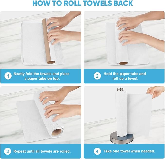 AIDEA Microfiber Cleaning Cloth Roll, Shop Towels 165 Sheets(3 Roll), Tear Away Reusable Paper Towels, White Rags for Bars, Cleaning Rags for Automotive, Mechanic, Workshops, House, 11×9"