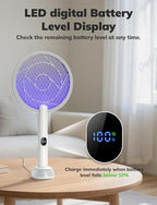 YISSVIC Electric Fly Swatter Bug Zapper Racket 4000V LED Screen Dual Modes Fly Zapper Rechargeable for Indoor Home Office Backyard Patio Camping