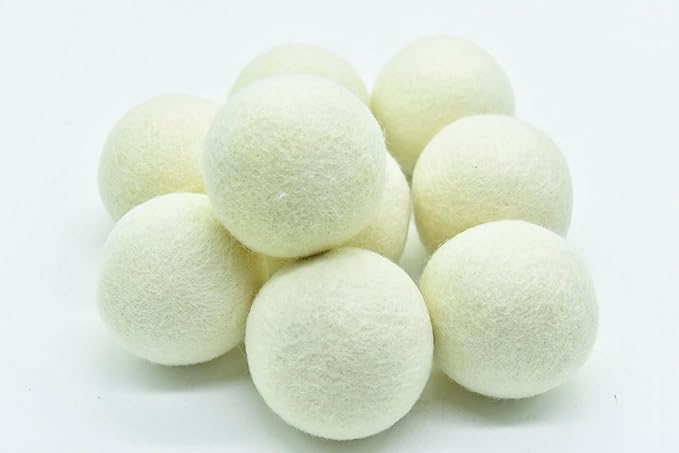 Pack of 9 Wool Laundry Dryer Ball by GK&CO-Reusable Extra Large Premium Natural Fabric Softener, Reduces Clothing Wrinkles, Eco-Friendly~Made of 100% Pure New Zealand Wool~Made in Nepal (9)