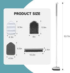 nacena Shower Scrubber with Long Handle, 4 in 1 Tile Tub Scrubber Brush with 3 Detachable Cleaning Heads and V-Shaped Grout Brush Shower Cleaner Brush for Bathroom Kitchen Toilet Tub Sink, Grey White