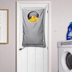 KEEPJOY Hanging Laundry Hamper Bag with 2 Different Types of Hooks, Size 20 x 30 Inch Door Laundry Hamper Storage Bag for Dirty Clothes, Blankets, and Toys (Grey, 1-Pack)