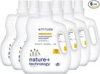 ATTITUDE Liquid Laundry Detergent, EWG Verified, HE Compatible, Plant-Based & Vegan, Natural Laundry Soap, Citrus Zest, 36 Loads, 60.8 Fl Oz (Pack of 6)