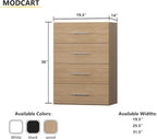 MODCART 4 Drawer Short Tower Closet Unit, Modular Closet System, Wood Closet System Organizer with Storage for Walk In Closets, Clothing Rack Closet for Hanging Clothes, Bedroom, Wood, 19.5"W