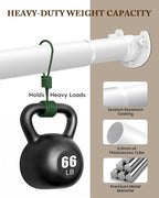 Closet Rod 17-84 IN, Heavy Duty Closet Rods for Hanging Clothes, Adjustable Closet Rods for Wardrobes Storage Laundry RV Bathroom, Easy Install, White