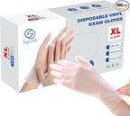 squish Disposable Gloves,Clear Vinyl Gloves Latex Free Powder-Free Glove Cleaning Health Gloves for Kitchen Cooking Cleaning Food Handling, 100PCS/Box, X-Large
