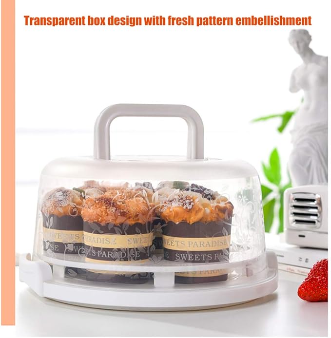 Cake Carrier Storage Container, Cake Carrier With Lid And Handle,Transparent Dome Reusable Airtight Box,Cupcake Saver Cake Holder Serves for Doughnuts Cupcake Parties, Dustproof Food Storage