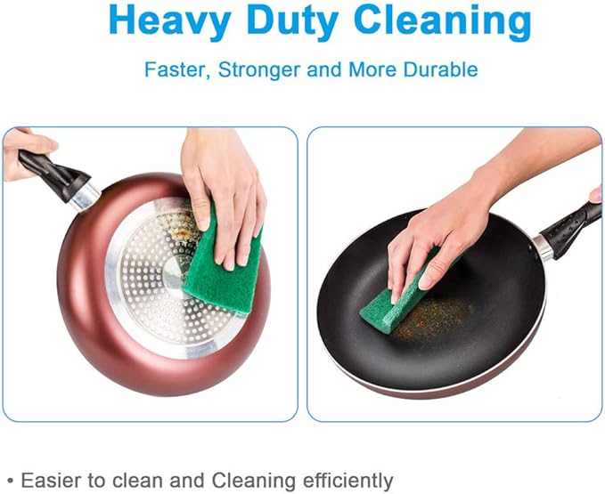 24PCS Scouring Pad - Premium Heavy Duty Scrub Pads, Reusable Household Green Dish Scrubber, Multipurpose Scour pad - for Kitchen Scrubber & Metal Grills, 3.9 x 5.9 x 0.36IN