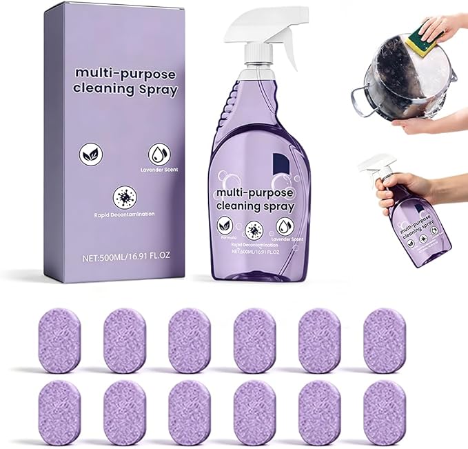 Fliwos Spray Oven Cleaner, 2026 Upgraded All-Purpose Spray Cleaner with Concentrated Cleaning Tablets, Multi-Surface Cleaning Spray for Oven, Grill, Kitchen, Bathroom and Home (1 Bottle+12 Pcs)