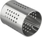 FABULETTA Stainless Steel Utensil Holder for Kitchen Countertop, Cutlery Drainer Rack with Drain Hole, Rust-Resistant Vertical Organizer Stand for Spoons and(Silver Small)