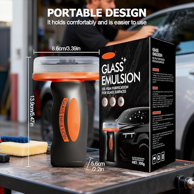 Handheld Glass Oil-Film Remover, 2026 Upgrade Glass Emulsion Cleaner, New Glass Cleaning Board, Automotive Oil Film Cleaning Brush for Car Windows (2, Medium)