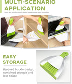 Small Hand Dust Pan and Brush - Small Broom and Dustpan Set, Mini Broom and Dustpan, Compact Dustpans and Brush for Home Cleaning, Sofa, Desk, Guinea Pig Cage, Cat Litter, etc. (Light Green)