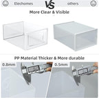 Elechomes Shoe Boxes Clear Plastic Stackable 18 Pack Premium Shoe Organizer Storage for Closet Foldable Shoe Rack Containers Sneaker Display Case Holder Shoe Bin Entryway Drawers Gifts