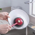 Steel Wool Brush Long Handle Stainless Steel Scrubbers Brush with Replacement Pad for Grill BBQ Pots Pans