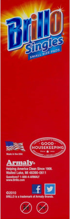 Brillo Single Use Steel Wool Soap Pads, Smaller Size Original Red Scent, 15 Count Pack of 1