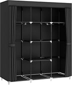 MOGELAFOO Portable Closet Wardrobe, 51-Inch Clothes Organizer with 2 Hanging Rods and 8 Shelves, Non-Woven Fabric Cover, Medium Capacity Storage for Bedroom and Living Room, Black