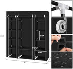 69" Portable Clothes Closet Wardrobe Storage Organizer with Non-Woven Fabric Quick and Easy to Assemble Extra Strong and Durable Black Closet Organizer with Protective Cover MITPATY