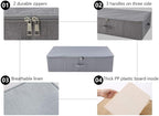 iwill CREATE PRO Folding Washable Rigid Underbed Storage Boxes with Zip Lid for Garment, Clothing, Blankets for Bedroom, College Dormroom, Wardrobe, Shelf Baskets, Pack of 3, Black Gray