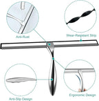 Shower Squeegee for Glass Doors,12-Inch Shower Glass Squeegee, Sliver Shower Squeegee for Shower Doors,Mirror,Windows, with Shower Door Hook and Adhesive Hook