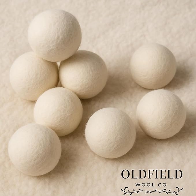 Oldfield Wool Co XL Organic Wool Dryer Balls – 6 Pack – Natural Fabric Softener, Reduces Drying Time 30%, Reusable, Pet Hair & Lint Remover, Eco-Friendly